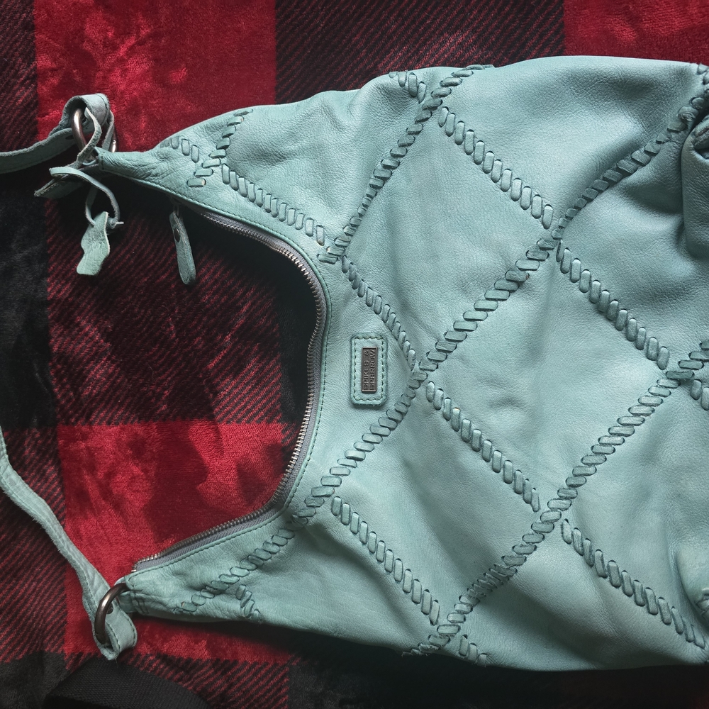 Elegant Blue Leather Shoulder Bag